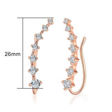 Daiiibabyyy Long Dipper Ear Hook Clip Climbing Earring for Women Shiny Zirconia Rose Gold Color Ear Cuff Earing Gift Fashion Jewelry E527