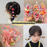 Daiiibabyyy 20Pcs/Lot Children Girls Hair Bands Candy Color Hair Ties Rubber Bands Scrunchy Elastic Hair Bands Sweet Cartoon Accessories