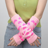 1 Pair Women Gloves Japanese Kawaii Lolita Arm Sleeve Girl Arm Crochet Knitting Gothic Heart Warm Fingerless Warmer Winter Glove daiiibabyyy