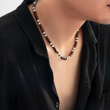 Daiiibabyyy IngeSight.Z Men's Wooden Beaded Clay Necklace Fashion Vintage African Beaded Beach Surfer Necklace for Men Tribal Jewelry