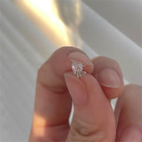 Daiiibabyyy Exquisite Zircon Heart Pink Crystal Stud Earrings For Women Korean Simple Fashion Earrings Aesthetic Jewelry Wedding Accessories