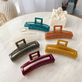 Daiiibabyyy 11.6cm Solid Color Hollow Square Acrylic Big Hair Claw For Women Girls Fashion Plastic Barrettes Hairpin Clomp Hair Accessories