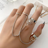 Hiphop Punk Silver Color Long Tassel Chain Rings for Women Men Fashion Metal Adjustable Open Finger Rings Set Gift Jewelry daiiibabyyy