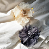 Daiiibabyyy Vintage Camellia Hair Claw Chiffon Fabric Artificial Flower Headwear for Women Spring Summer Fashion Hair Accessories Decoration