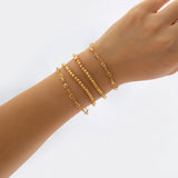Daiiibabyyy IngeSight.Z Multilayer Crystal Rhinestone Bracelet Bangles for Women Punk Cuban Tennis Chain Heart Beaded Bracelets Set Jewelry
