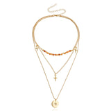 Daiiibabyyy Multi-layer Pendant Necklace Jewelry New Multi-layer Pendant Necklace Female Jumper Chain Personality Tide Cool Hundred