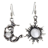 Daiiibabyyy Fashion Bohemia Sun And Moon Earrings Silver Color Round Crystal Drop Earrings Women Female Boho Jewelry Gift For Her