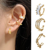 Daiiibabyyy Shiny Crystal Ear Cuff Earring For Women Chic Simple Zirconia Gold Color Fake Piercing Cuban Link Chain Cartilage Earing Jewelry