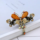 Daiiibabyyy Women Butterfly Crystal Rhinestone Hair Clips Girl Flower Big Barrettes Hair Pins Hair Accessories Hairstyle Design Styling Tool