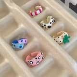 Daiiibabyyy Harajuku Y2K Cool Enamel Colorful Strawberry Wave Point Irregular Open Rings for Women Egirl Sweet Unique Ring Finger Jewelry