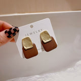 Vintage Autumn Winter Drop Earrings for Women Metal Leather Geometric Dangle Earrings Korean Fashion Jewelry 2022 Brincos Femme daiiibabyyy