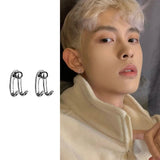 Daiiibabyyy Korean Fashion Men Ear Piercing Cuffs Clips Stainless Steel Simple Cool Stud Earrings for Men Punk Gothic Party Jewelry