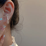 Daiiibabyyy Micro Pave Zirconia Pearl Bar Stud Earrings For Women Korean Style Simple Fashion New Jewelry Earings Wholesale