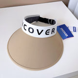 Daiiibabyyy Technology Sunscreen Series Big Cover Printing Empty Top Visor Cap Women Summer Breathable Headband Cap Ice Silk Cold Sun Cap
