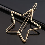 Daiiibabyyy New Women Metal Geometric Hair Clip Round Triangle Moon Barrettes Hairclip Bangs Hair Claws for Lady Girl Hair Accessories Gifts