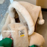 Daiiibabyyy New Cute Christmas Hat Scarf Gloves Set Winter Women Beanies Caps Warm Casual Plush Hats Casual Solid Plush Girl Kawaii Present