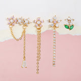 Daiiibabyyy Ear Lobe Piercing Cartilage Dainty Flower Stud Earrings Set For Women Shiny Colorful Crystal Delicate Earing Chic Jewelry KCE184