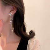 2022 New Fashion Long Tassels Sweet Heart Drop Earrings Joker Fine Bowknot Modelling Trend Women Dangle Earrings Jewelry daiiibabyyy