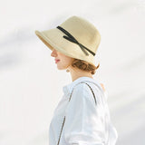 Hepburn Style Straw Hat Women Age Reduction Curly Edge Sun Hat Female Summer Beach Hat Japan Holiday Party Cap UPF50+ daiiibabyyy