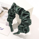 Daiiibabyyy Large Intestine Ruched Headband for Women Bezel Wild Imitation Silk Solid Color Satin Wrinkled Headband Bandana Simple Hair Hoop