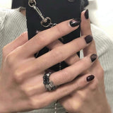 Daiiibabyyy Korean Style Natural Stone Beads Rings Dark Art Kpop Butterfly Ring for Women Unisex Couple Fashion Unusual Jewelry Accessories
