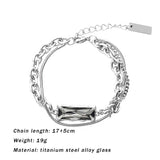 Daiiibabyyy Couples Bracelets For Men Cuban Chain Women Accessories Hip Hop Fashion Jewelry Design Crystal Titanium Steel Free Shipping