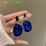 SHANGZHIHUA 2022 Trend Korea New Klein Blue Irregular Pendant Earrings Are Unusual Gift Accessories For Women's Fashion Jewelry daiiibabyyy
