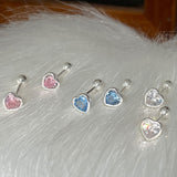 Daiiibabyyy Mini Colorful Heart Ear Cartilage Piercing Lobe Stud Earring for Women Y2k Accessories Tragus Rook Helix Flat Ear Jewelry KAE312
