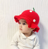 Daiiibabyyy 1-2 Years Old Children's Baby Girl Hat Autumn and Winter Children's Fisherman Hat Baby Strawberry Fruit Hat Cute Knitted Hat daiiibabyyy