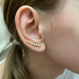 Daiiibabyyy Long Dipper Ear Hook Clip Climbing Earring for Women Shiny Zirconia Rose Gold Color Ear Cuff Earing Gift Fashion Jewelry E527