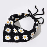 2022 Summer Popular Accessories Turban Girl Retro Daisy Triangle HairScarf FFrench Crochet Knitted Square Floral Girl Head Bands daiiibabyyy