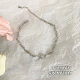 Y2K Jewelry Shiny Peach Heart Wings Necklace For Women Fashion Harajuku Vintage Geometric Necklace Charm 90s Aesthetic Choker daiiibabyyy