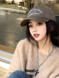 Daiiibabyyy America Style Retro Grey Cap Female Sun Basball Cap 2023 New INS Brand Sun Visor  Hat Face Small Spring and Summer Baseball Hat