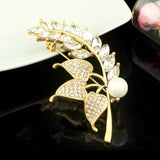 Color Rhinestone Wheat Ears Brooches For Women Elegant Plant Pin Brooch Jewelry Coat Accessories Gift Wholesale