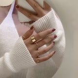 Daiiibabyyy 5Pcs Set Ring Silver Color Punk Rock Knuckles Joint Rings For Women Trendy Party Finger Jewelry Gift Wedding Charm Gifts