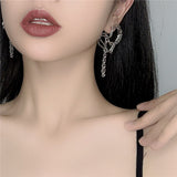 2022 Geometric Hollow Double Heart Irregular Metal Chain Tassel Drop Earrings For Women Trendy Cool Girl Ear Jewelry Gifts daiiibabyyy