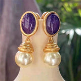 Daiiibabyyy Statement Fashion Metallic Resin Pearl Drop Earrings For Women Personality New Brincos Baroque Style