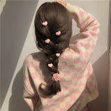 Recommended! Pink Love Heart-Shaped Hairpin 5 PCs Sweet Cute Girls' Hair Accessories Side Clip Super Fairy Flowers Headdress daiiibabyyy