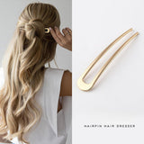 Daiiibabyyy Fashion Hair Accessories Metal U Shape Hair Stick for Women Silver Gold Color Elegant Shell Enamel Hairpin Female Headwear New