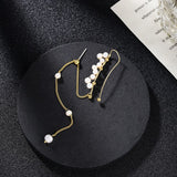 2022 New Fashion Imitation Pearl Chain Ear Cuff Cartilage Earrings For Women Elegant Flower Long Tassel Ear Clip Female Jewelry daiiibabyyy
