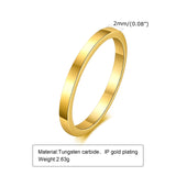 Daiiibabyyy Tungsten Carbide Thick Flat Ring 2mm 4mm 6mm, Gold Plated Stacker Band, Pinky Ring, Thumb Rings,Mid Finger Rings for Men Women