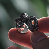 Daiiibabyyy New Punk Retro Lizard Small Dinosaur Ring Mens Open Mouth Hipster Punk Creative Ring