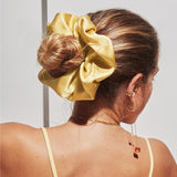 Daiiibabyyy Fashion Satin Chiffon Oversize Scrunchie leisure Street Hair Rope Yellow Large Intestine Ring Women Elastic Hair Tie Accessories