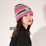 Daiiibabyyy Winter Men Warm Striped Knitted Beanie Hip Hop Cycling Cotton Knit Hat Women Acrylic Ski Cap Skullcap Skullies Gorras