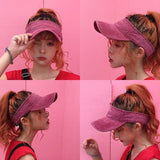 Daiiibabyyy Korean Version Cotton Empty Top Baseball Cap Women Tide Outdoor Leisure Sport Cap Sunblock Duck Tongue Hat