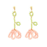 Korean Hand Woven Glass Rice Beads Flower Tassel Earrings Women's Cute Glamour Dangle Earrings Party Jewelry Accessories daiiibabyyy