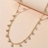 Daiiibabyyy Fashion Boho Round Crystal Beads Tassel Pendant Necklace For Women Female Punk Vintage Gold Color Geometric Chain Jewelry Gfit