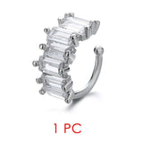 Daiiibabyyy Shiny Crystal Ear Cuff Earring For Women Chic Simple Zirconia Gold Color Fake Piercing Cuban Link Chain Cartilage Earing Jewelry