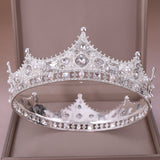 Daiiibabyyy New Glitter Baroque Diameter Large Crystal Floral Crown Exquisite Charming Tiaras Beauty pageant Bride Wedding Hair Accessories