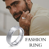 Daiiibabyyy Basic 6MM Wide Wedding Engagement Bands Rings for Men, Matte Surface Stainless Steel Male Finger Gift Jewelry US Size